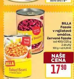 Billa BILLA Fazole v rajčatové omáčce, červené fazole od 400/225 g nabídka