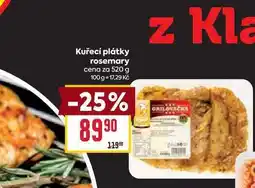 Billa Kuřecí plátky rosemary cena za 520 g nabídka
