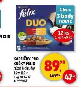 Penny Market KAPSIČKY PRO KOČKY FELIX, 12x 85 g nabídka