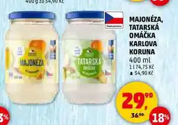 Penny Market MAJONÉZA, TATARSKÁ OMÁČKA KARLOVA KORUNA, 400 ml nabídka