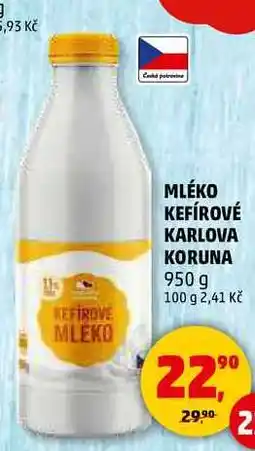 Penny Market MLÉKO KEFÍROVÉ KARLOVA KORUNA, 950 g nabídka