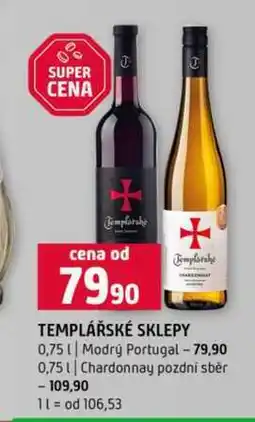 Terno TEMPLÁŘSKÉ SKLEPY 0,75l Modrý Portugal 0,75l Chardonnay pozdní sběr nabídka