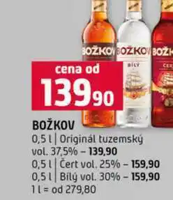 Terno BOŽKOV 0,5l Originál tuzemský vol. 37,5% 0,5l Čert vol. 25% 0,5l Bilý vol. 30% nabídka