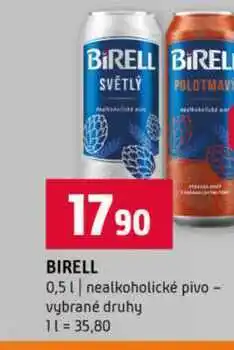 Terno BIRELL 0,5l nealkoholické pivo vybrané druhy nabídka