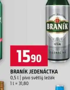 Terno BRANÍK JEDENÁCTKA 0,5l pivo světlý ležák nabídka