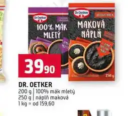 Terno DR. OETKER 200 g 100% mák mletý 250 g náplň maková nabídka