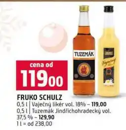 Terno SCHULZ TUZEMÁK 0,5l Vaječný likér vol. 18% 0,5l Tuzemák Jindřichohradecký vol. 37,5% nabídka