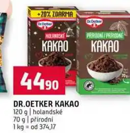 Terno DR.OETKER KAKAO 120 g holandské 70 g přírodní nabídka
