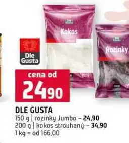 Terno DLE GUSTA 150 g rozinky Jumbo 200 g kokos strouhaný nabídka
