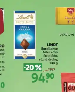 Rossmann Lindt excellence tabulková čokoláda nabídka