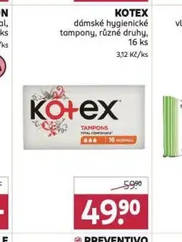 Rossmann Kotex dámské tampony nabídka