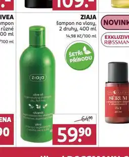 Rossmann Ziaja šampon nabídka