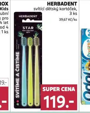 Rossmann Hrbadent svítící dětský kartáček nabídka