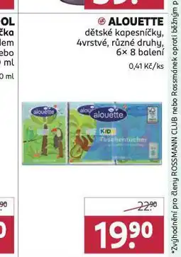 Rossmann Alouette dětské kapesníčky nabídka