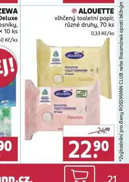 Rossmann Alouette vlhčený toaletní papír nabídka