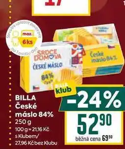 Billa BILLA České máslo 84% 250 g nabídka