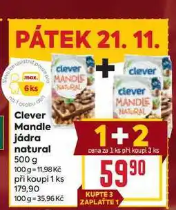 Billa Clever pro Mandle jádra natural 500 g nabídka