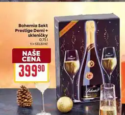 Billa Bohemia Sekt Prestige Demi + skleničky 0,75l nabídka