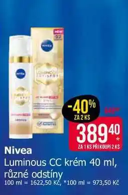 Teta Nivea Luminous CC krém 40 ml, různé odstíny nabídka