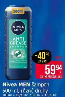 Teta Nivea Men Šampon 500ml, vybrané druhy nabídka