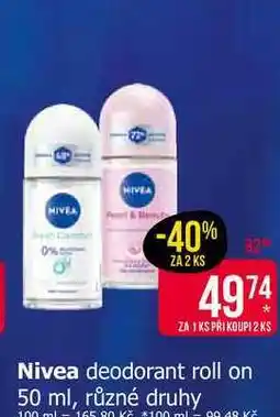 Teta Nivea deodorant roll on 50 ml, různé druhy nabídka