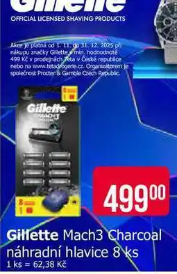 Teta Gillette Mach3 Charcoal náhradní hlavice 8 ks nabídka