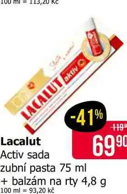 Teta Lacalut Activ sada zubní pasta 75 ml + balzám na rty 4,8 g nabídka
