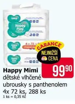Teta Happy Mimi dětské vlhčené ubrousky s panthenolem 4x 72 ks, 288 ks nabídka