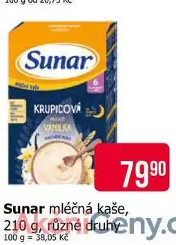 Teta Sunar mléčná kaše, 210 g, různé druhy nabídka