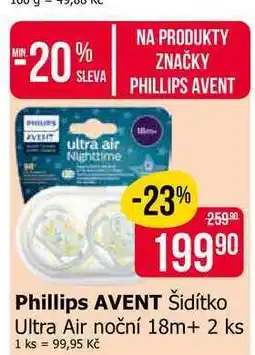 Teta Phillips AVENT Šidítko Ultra Air noční 18m+ 2 ks nabídka