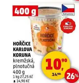 Penny Market HOŘČICE KARLOVA KORUNA, 400 g nabídka