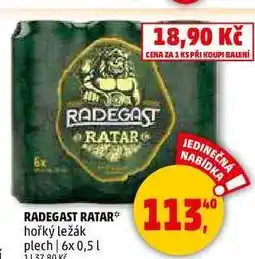 Penny Market RADEGAST RATAR hořký ležák plech, 6x 0,5 l nabídka