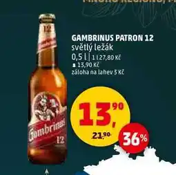 Penny Market GAMBRINUS PATRON 12 světlý ležák, 0,5 l nabídka