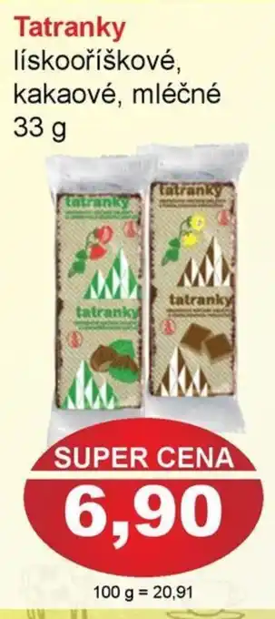 Tatranky lískooříškové, kakaové, mléčné