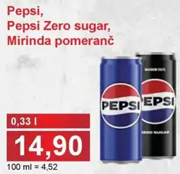 PLUS JIP Pepsi, Pepsi Zero sugar, Mirinda pomeranč nabídka