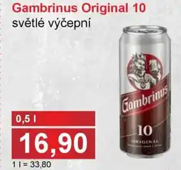 PLUS JIP Gambrinus Original 10 světlé výčepní nabídka