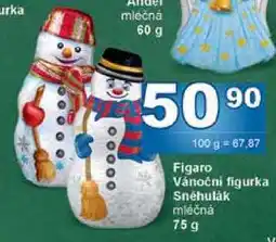 Jip Figaro Vánoční figurka Sněhulák mléčná 75 g nabídka
