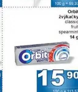 Jip Orbit žvýkačky classic fruit spearmint 14 g nabídka