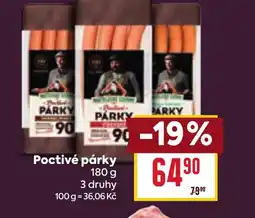Billa Poctivé párky nabídka