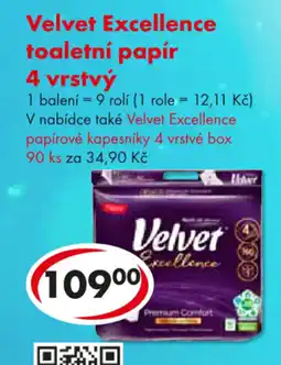 CBA Velvet Excellence toaletní papír 4 vrstvý nabídka