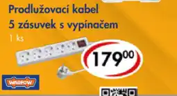 CBA Prodlužovací kabel 5 zásuvek s vypínačem nabídka