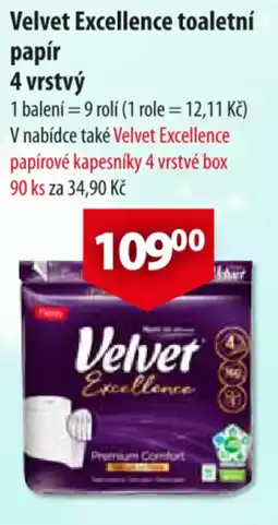 CBA Velvet Excellence toaletní papír 4 vrstvý nabídka