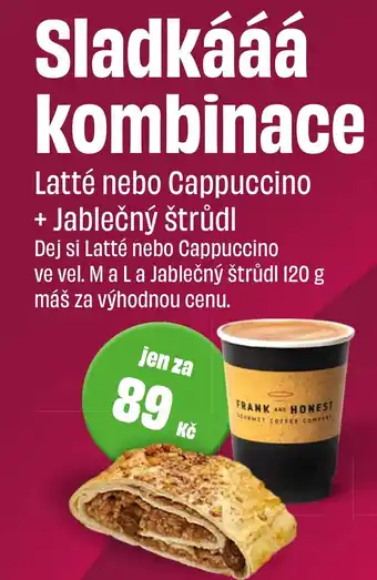 BonVeno Latté nebo Cappuccino + Jablečný štrůdl nabídka