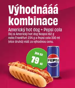 BonVeno Americký hot dog + Pepsi cola nabídka