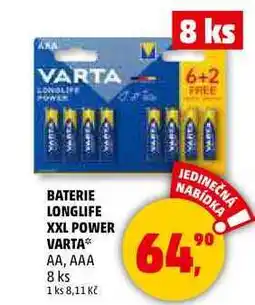 Penny Market BATERIE LONGLIFE XXL POWER VARTA АА, ААА, 8 ks nabídka