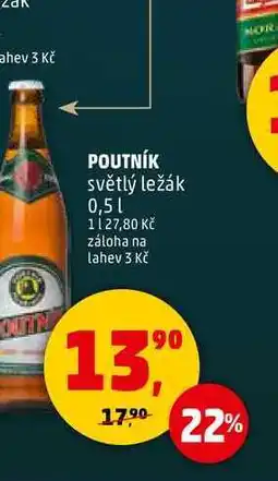 Penny Market POUTNÍK světlý ležák, 0,5 l nabídka