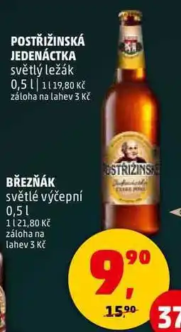 Penny Market POSTŘIŽINSKÁ JEDENÁCTKA světlý ležák, 0,5 l nabídka