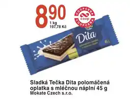 Coop hb Sladká Tečka Dita polomáčená oplatka s mléčnou náplní nabídka