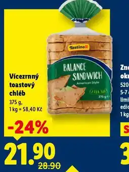 Lidl Vícezrnný toastový chléb nabídka