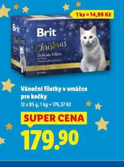 Lidl Brit vánoční filetky v omáčce pro kočky nabídka